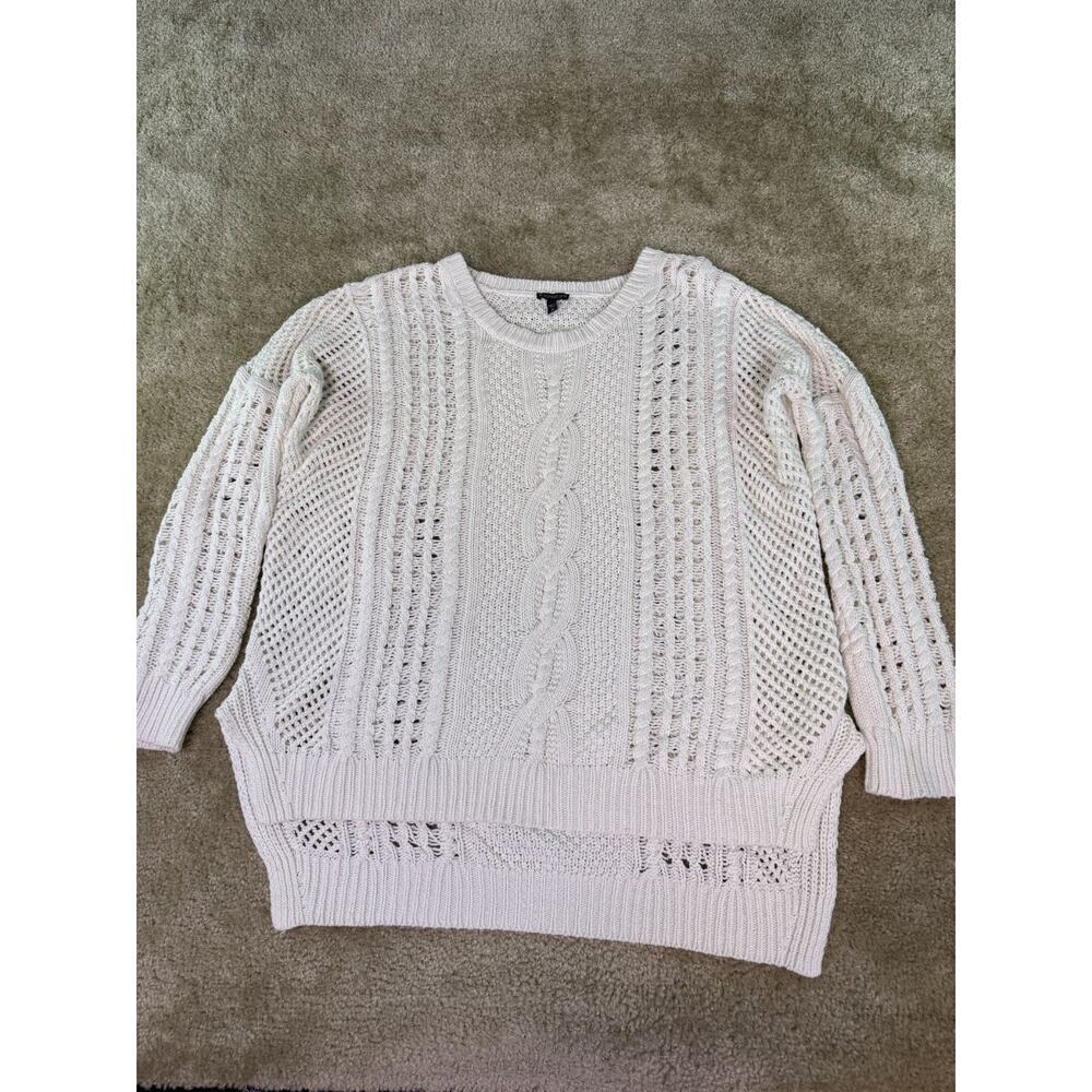 Express Sweater Womens Size Medium White Cream Oversized Relaxed Knit D694